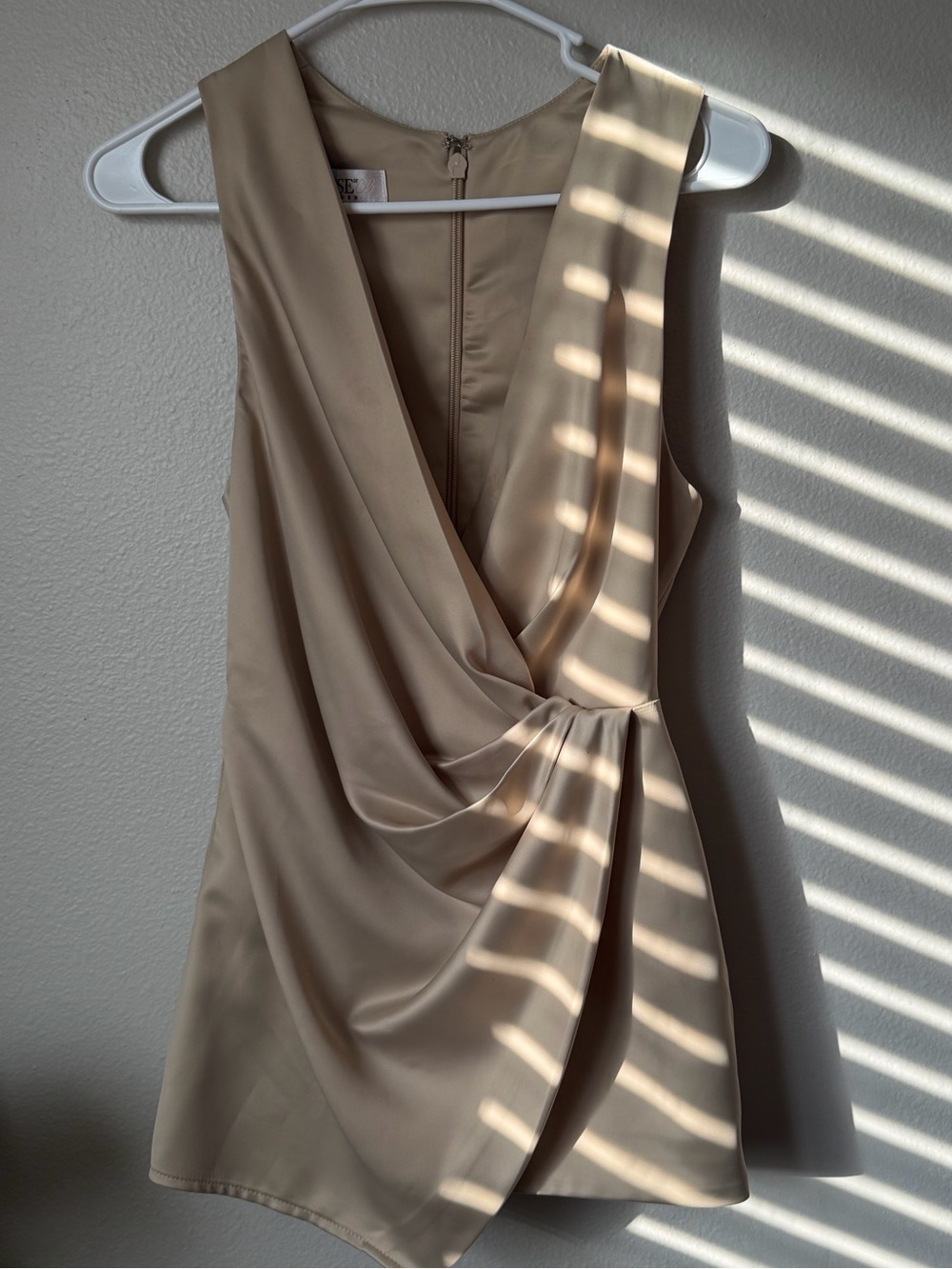 House of CB Angelo Playsuit Champagne Satin Draped Cowl Neck Romper XS holiday